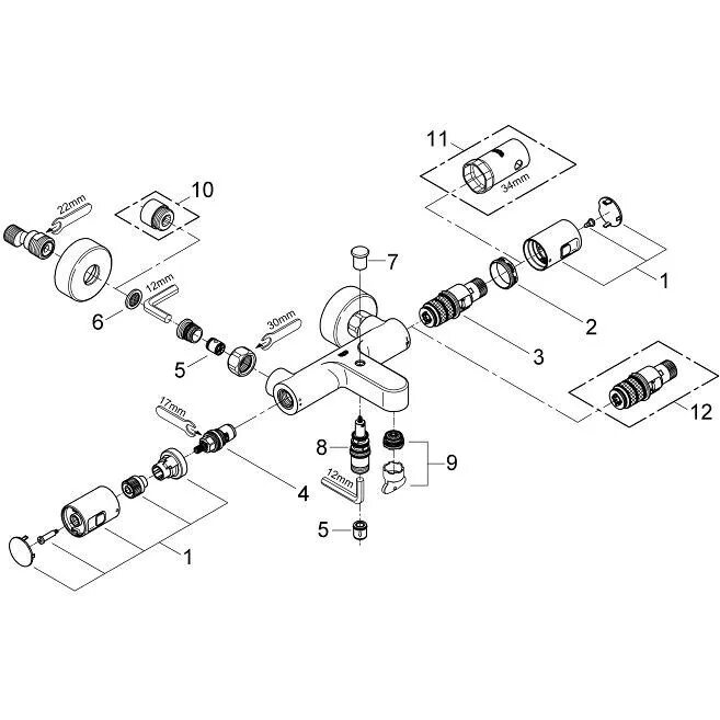 Разобрать душа grohe. Термостатический смеситель для ванны Grohe Precision Joy (34337000). Смеситель для ванны с душем Grohe Precision Joy 34337000 двухрычажный с термостатом хром. Grohe 08915000 душевой переключатель. Grohe (47355000).