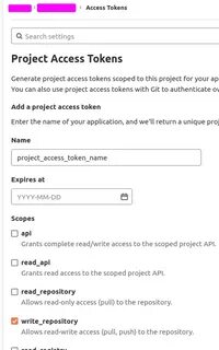 Project access tokens