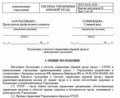 Положение о системе охраны труда 2024