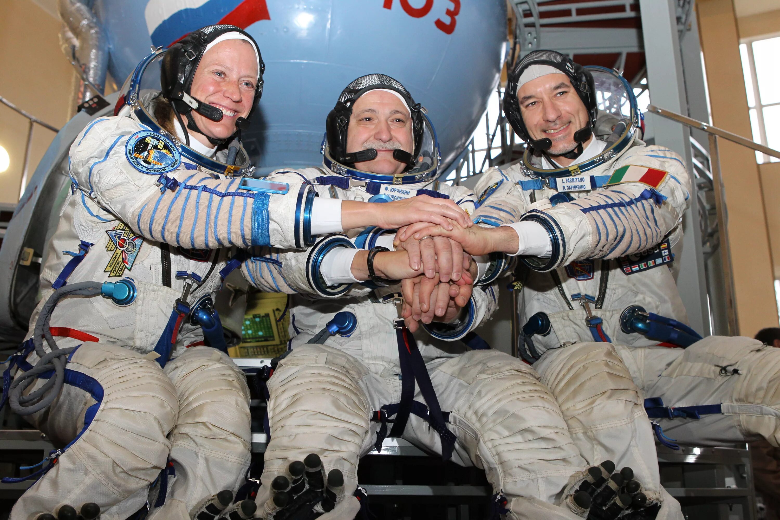 Фото перед полетом. Parmitano Юрчихин Nyberg. Космонавты. Современные космонавты.