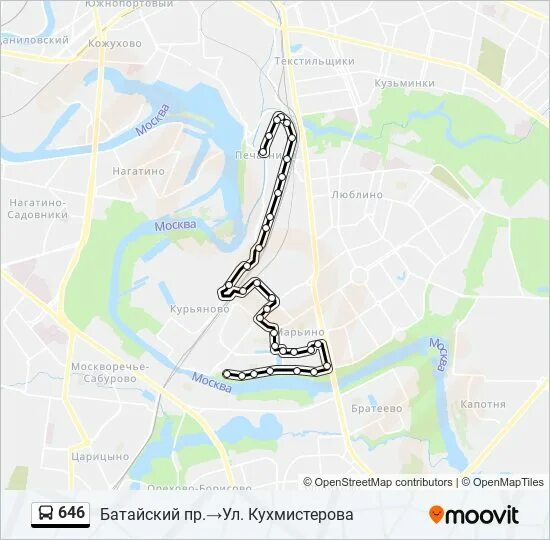 Расписание 646 автобуса от метро марьино