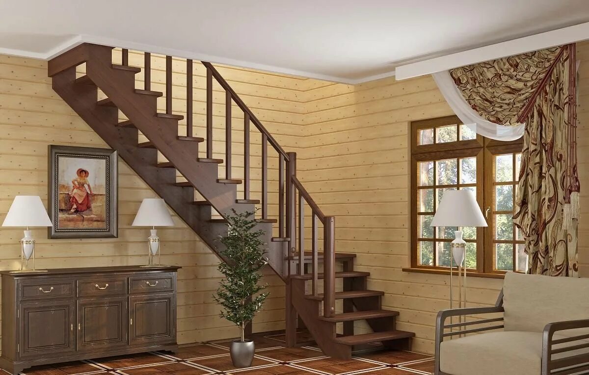 Деревянная лестница на второй этаж цена
