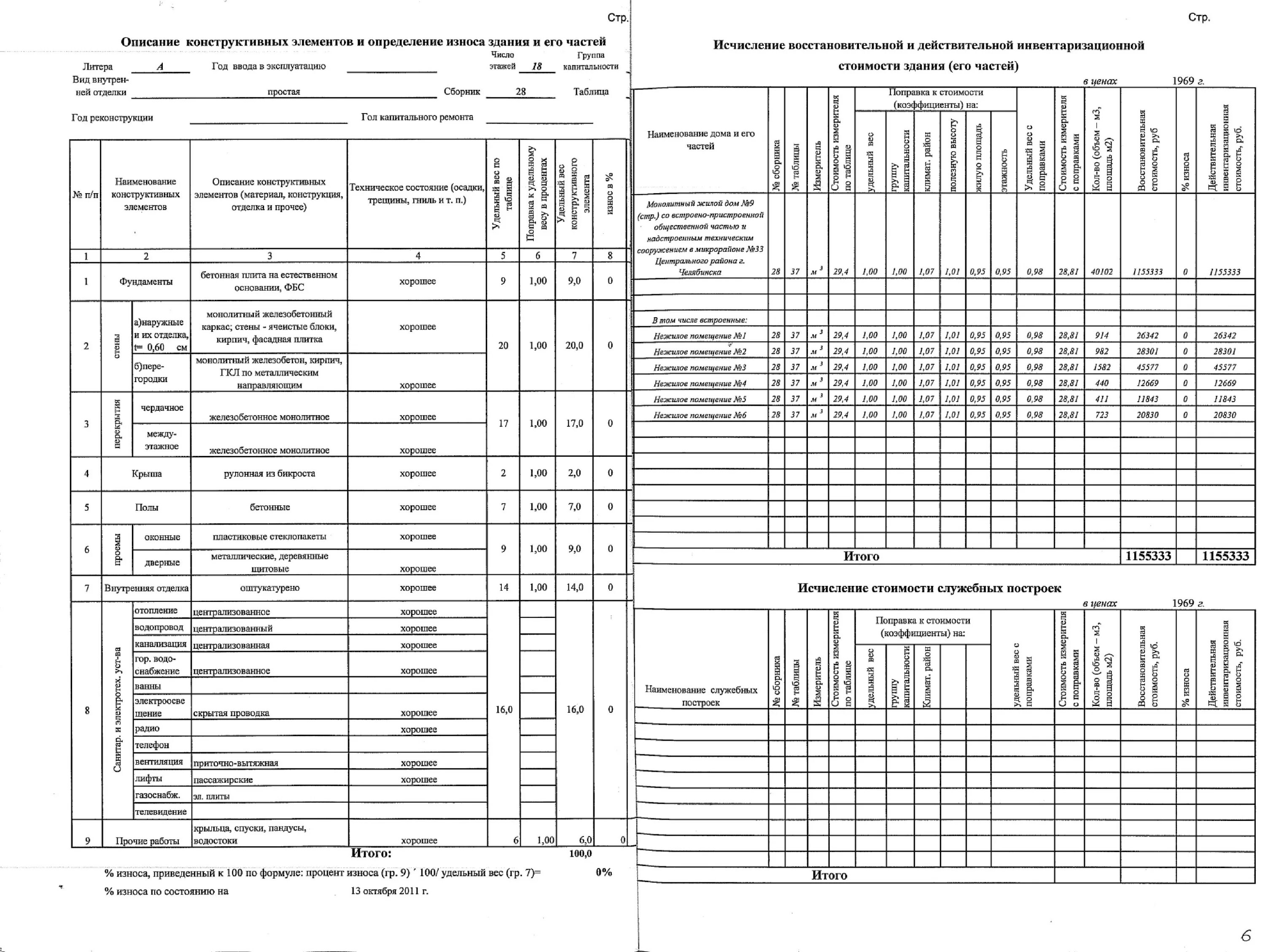 Оценка износа конструктивного элемента. Оценка износа конструктивного элемента