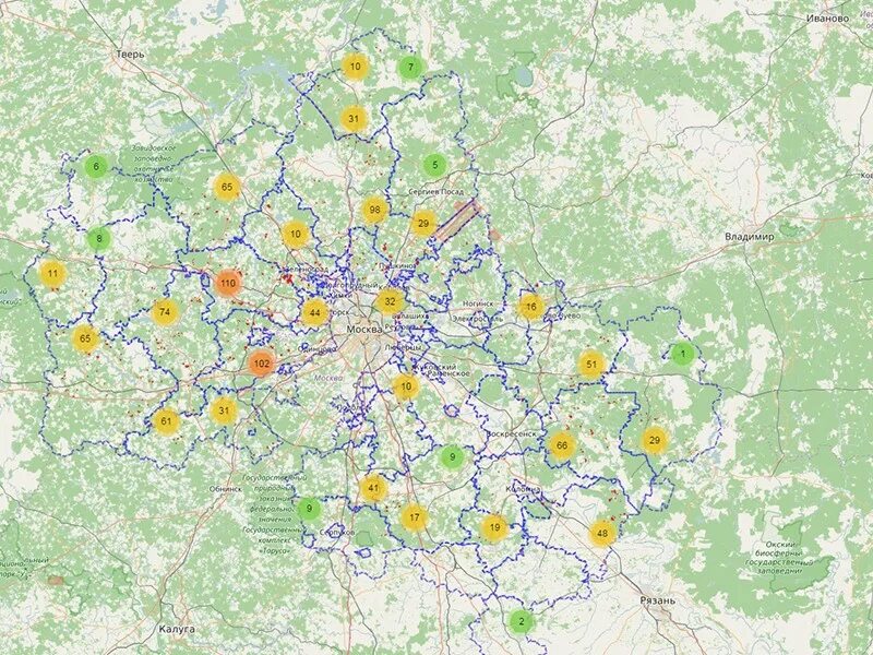 Карта деревьев москвы. Карта лесов подмосковья.