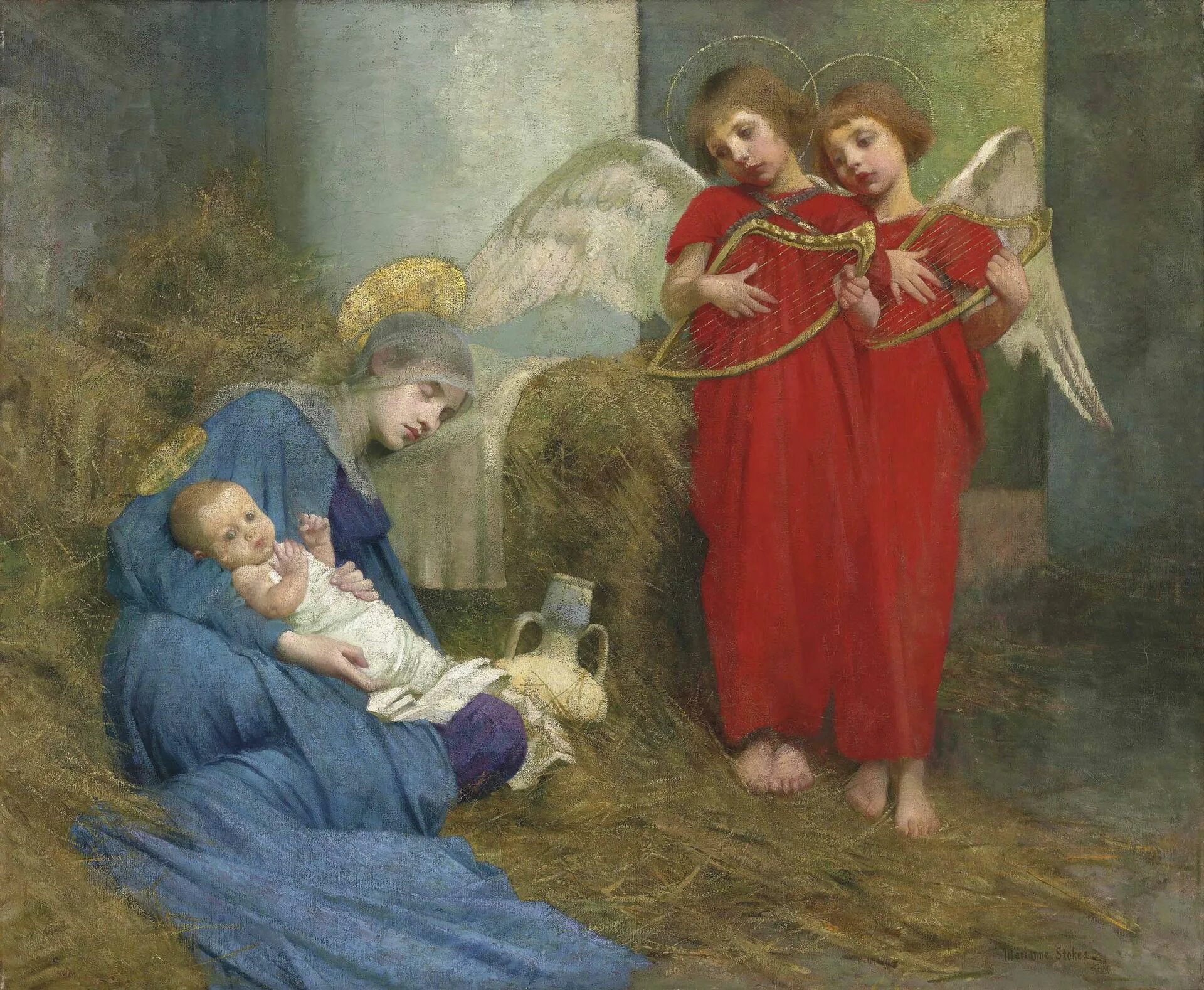 Св с ребенком. Marianne Stokes-Preindlsberger (1855-1927). Marianne Stokes 1855-1927. Рождество Христово Прерафаэлиты.