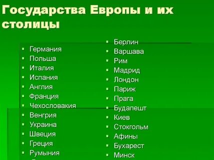 Столицы юго западных стран