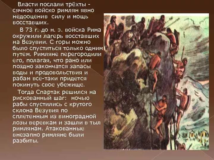 Как восставшие вырвались на свободу. Восстание Спартака лагерь Везувий. Расскажите о восстании Спартака. Восстание Спартака в древнем Риме.