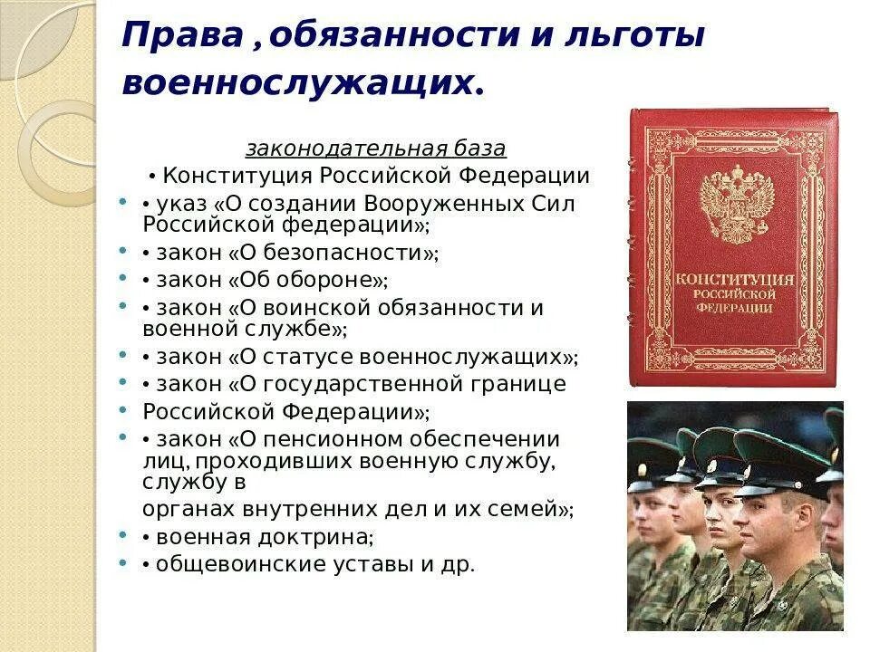 Правовые обязанности военнослужащих. Обязанности военнослужащего. Воинские обязанности военнослужащего рф