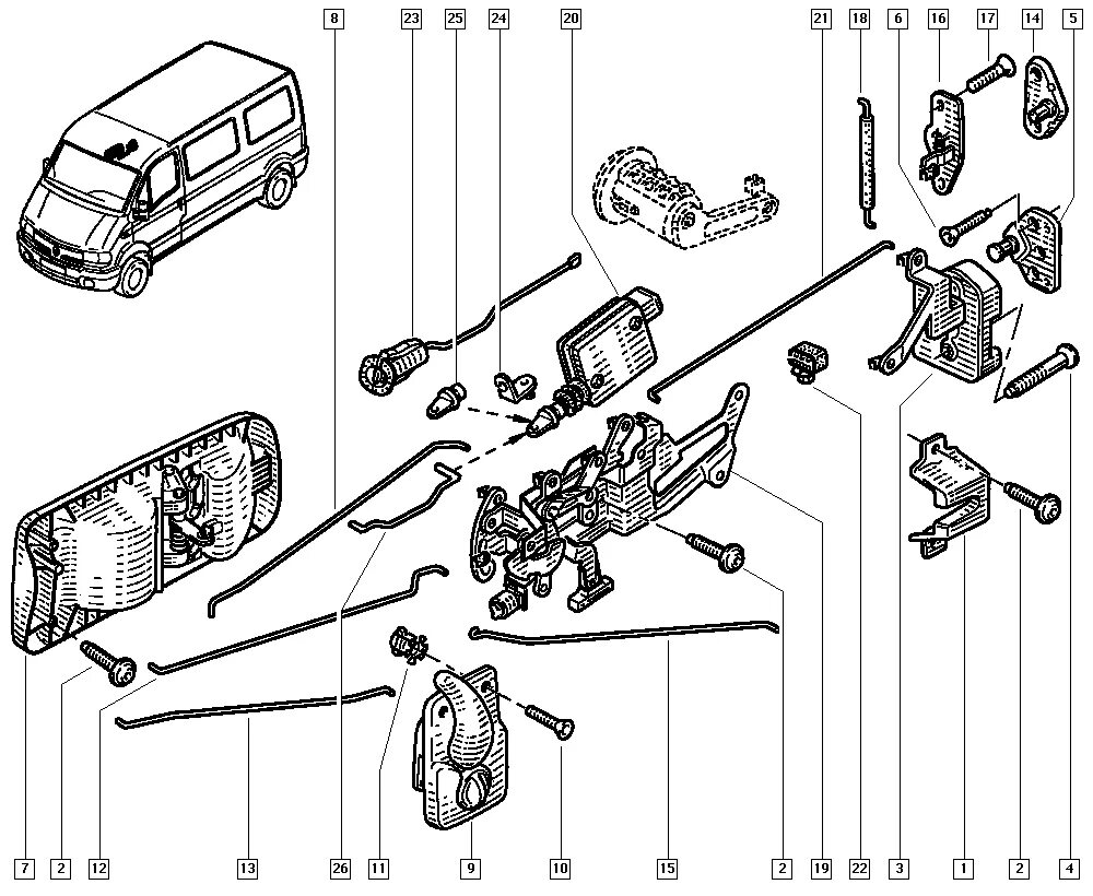 Замок рено мастер. Механизм замка задней двери Рено мастер 3 2014. Механизм открывания двери Рено мастер 3. Замок задней двери Рено мастер 2. Замок задней двери Рено мастер 3 схема.