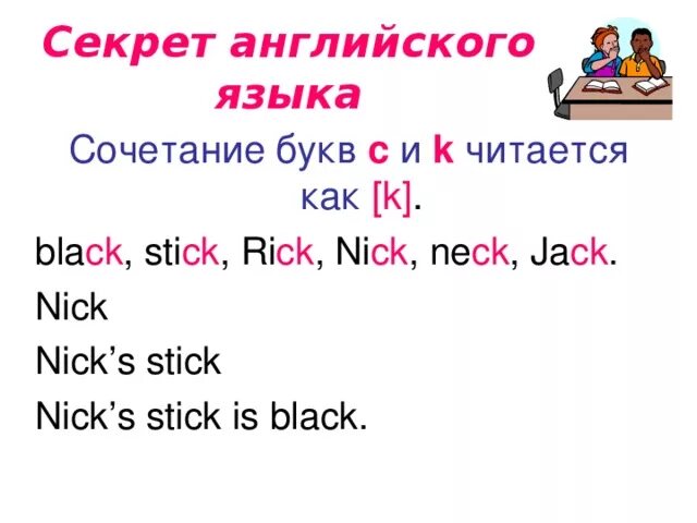 Ch ck. Буквосочетание CK В английском языке. CK чтение в английском. CK правила чтения. CK правила чтения в английском языке.