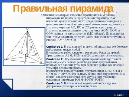 Правильная пирамида свойства основания