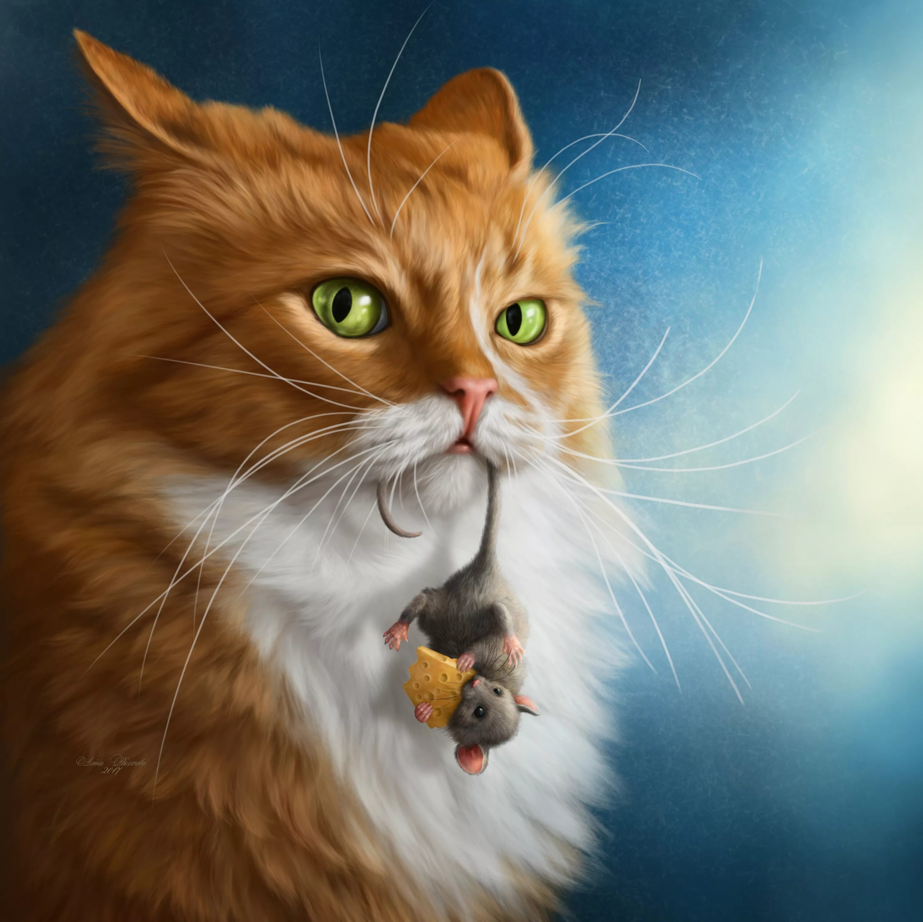 Рыжая кошка. Картина по номерам кот с мышкой. Мультяшный кот. Классные котики. Смешные коты 2024