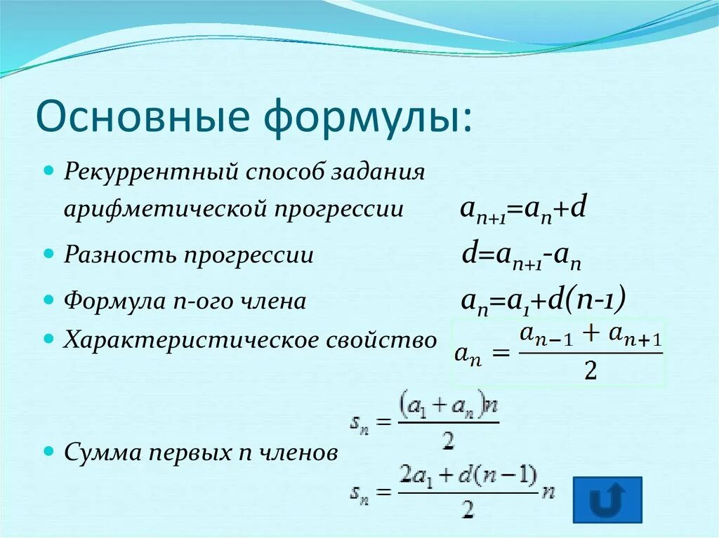 Формула любого члена прогрессии. Рекуррентный способ задания арифметической прогрессии. Арифметическая и Геометрическая прогрессия. Задачи на арифметическую прогрессию формулы. Формула рекуррентного задания арифметической прогрессии.