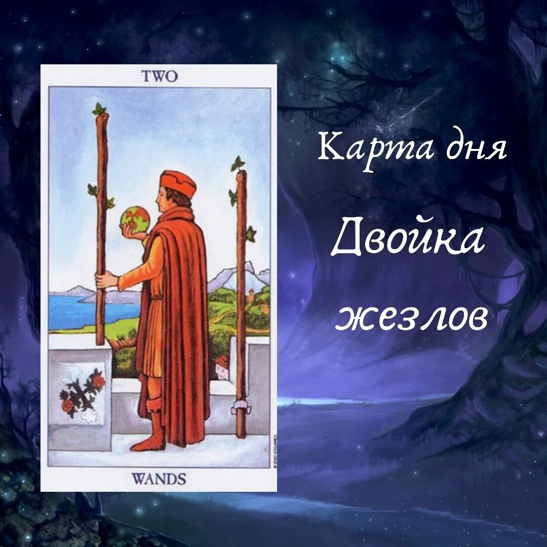 Значение карты таро жезлы 2. 2 Жезлов Таро Уэйта. 2 Жезлов Таро значение. Карта дней. Двойка жезлов карта дня.