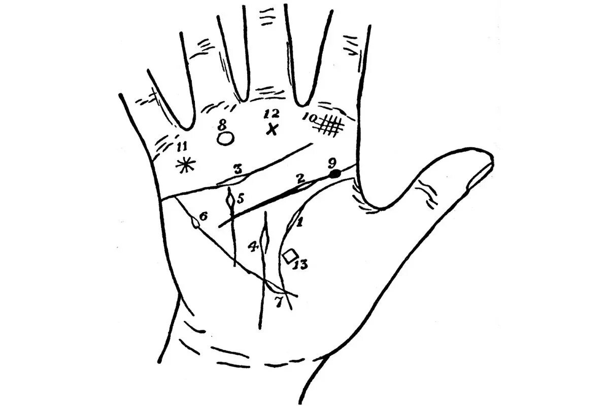 Четыре руки линий. Хиромантия хирология Palmistry. Хиромантия линия судьбы. Датировка линии ума. Хиромантия остров на линии судьбы.