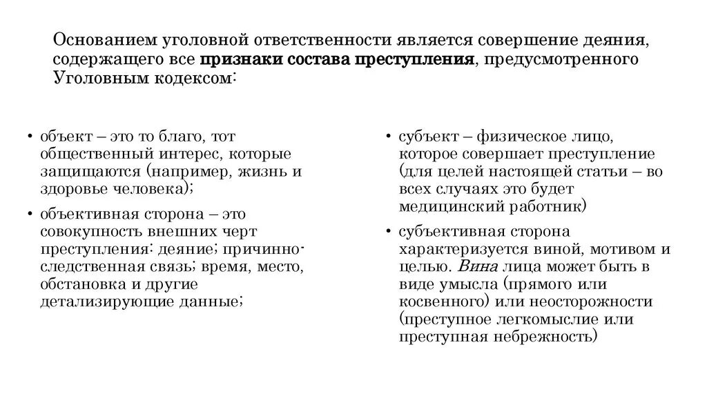 Правовые основания уголовной ответственности