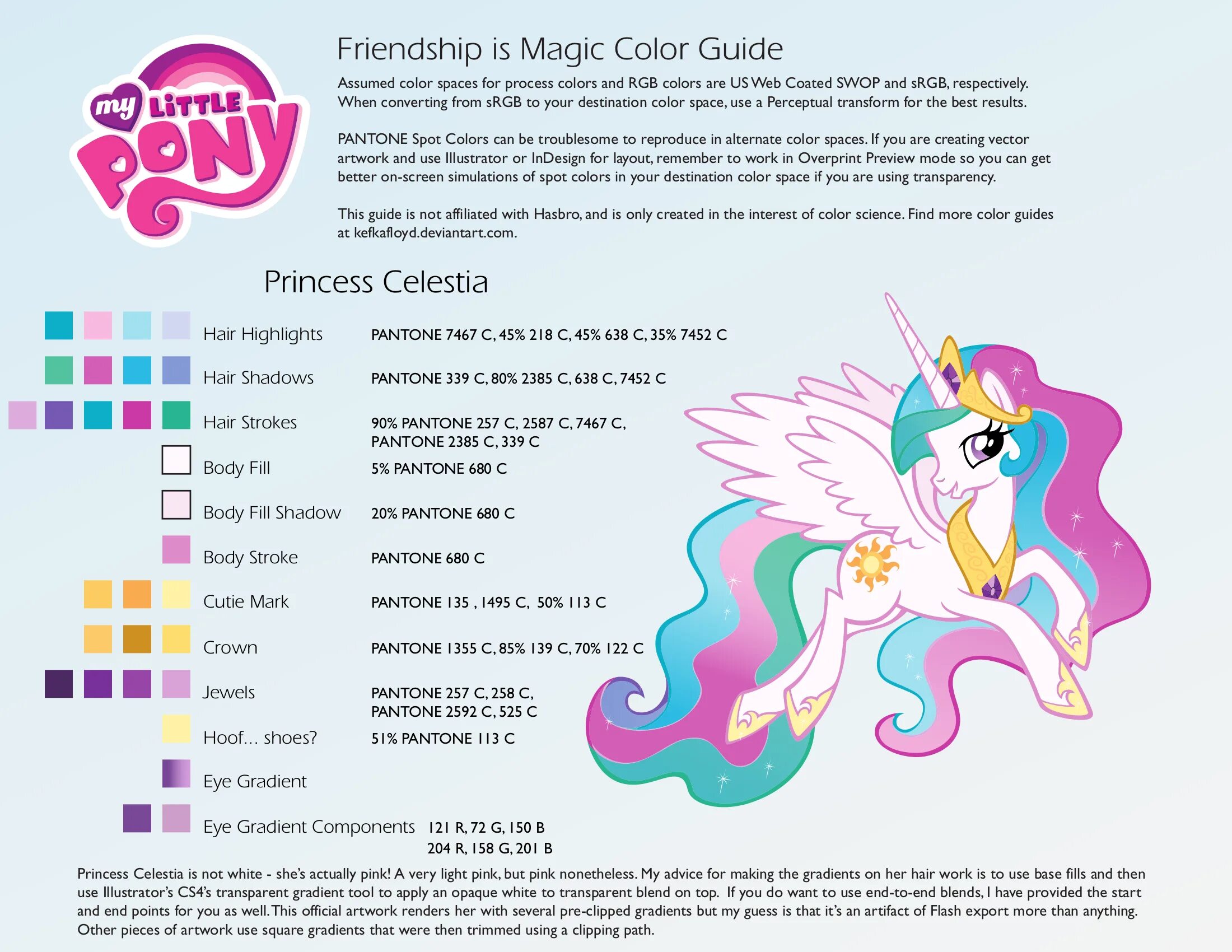 Палитра цветов принцессы Селестии. Princess Celestia Color Guide. Принцесса Селестия колор гайд. Селестия пони палитра.