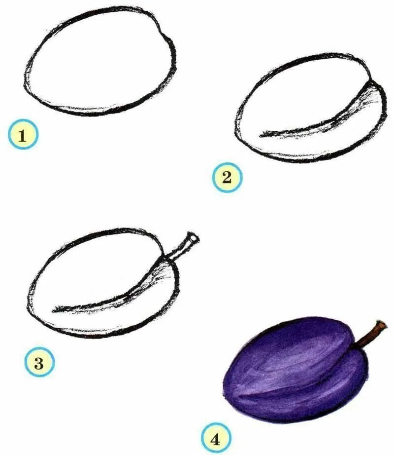 Поэтапное рисование фруктов для детей. Фрукты карандашом. Поэтапное рисование овощей. Пошаговое рисование фруктов.