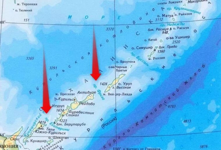 Курильские острова на карте россии названия. Четвертый Курильский пролив на карте России. Пролив Курильской гряды. Островов Южно-Курильской гряды. Проливы Курильских островов.