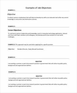 Objectives examples