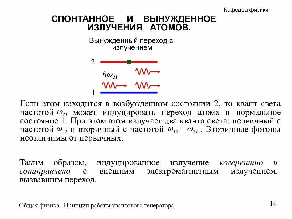 Излучение атома физика. Механизмы возникновения спонтанного и вынужденного излучения атомов. Характеристики спонтанного и вынужденного излучений в. Спонтанное и индуцированное излучение. Вынужденное (индуцированное) излучение.