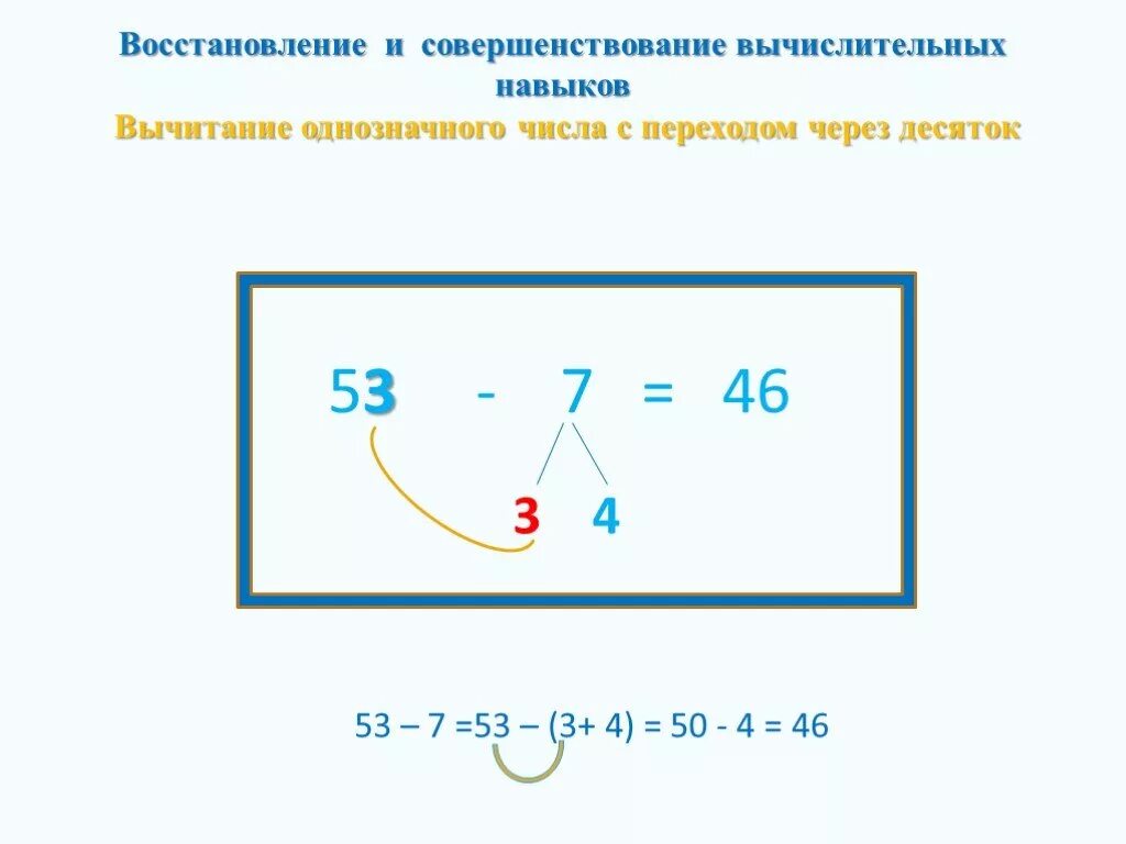 Вычитание из двузначного числа однозначного. Вычитание однозначных чисел. Переход через десяток. Вычитание через десяток. Переход через разряд в математике