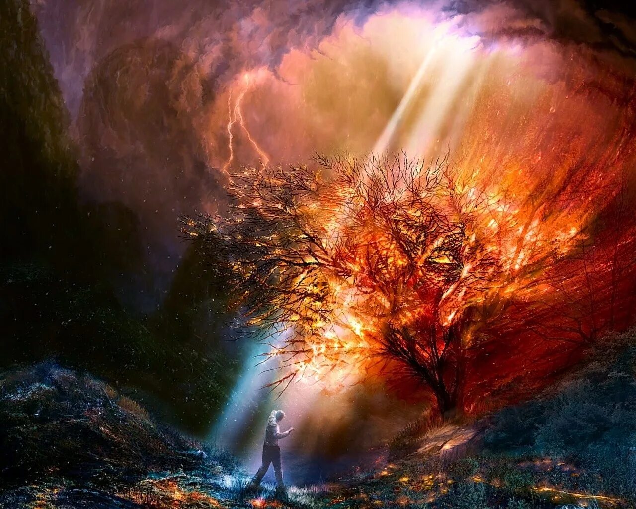 Между адом и землей. Ад & рай. Фэнтезийные пейзажи. Небеса и ад. Пропасть в ад.