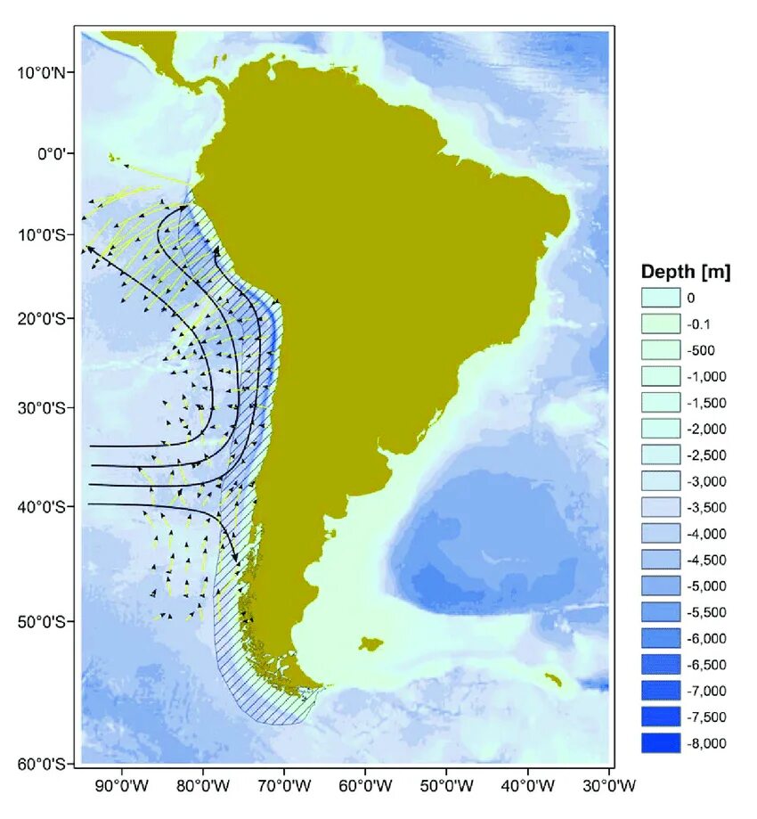 Перуанское Холодное течение. Перуанское течение на карте Южной Америки. Перуанское течение на карте. Вид перуанского течения.