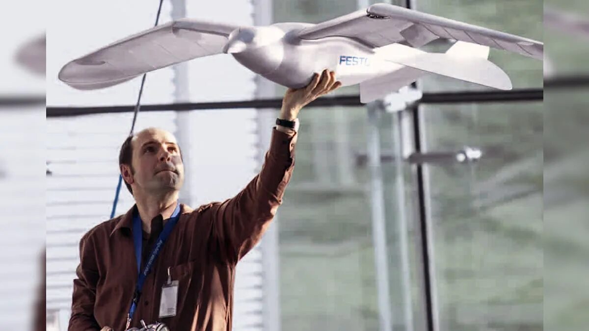 Беспилотник-Чайка SMARTBIRD. Птица робот Festo. Индивидуальный летающий аппарат. Бионика летательных аппаратов.