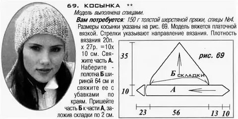 Схема вязания косынки чепчика спицами