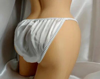 White Satin String Bikini panties, classic style for women and m.