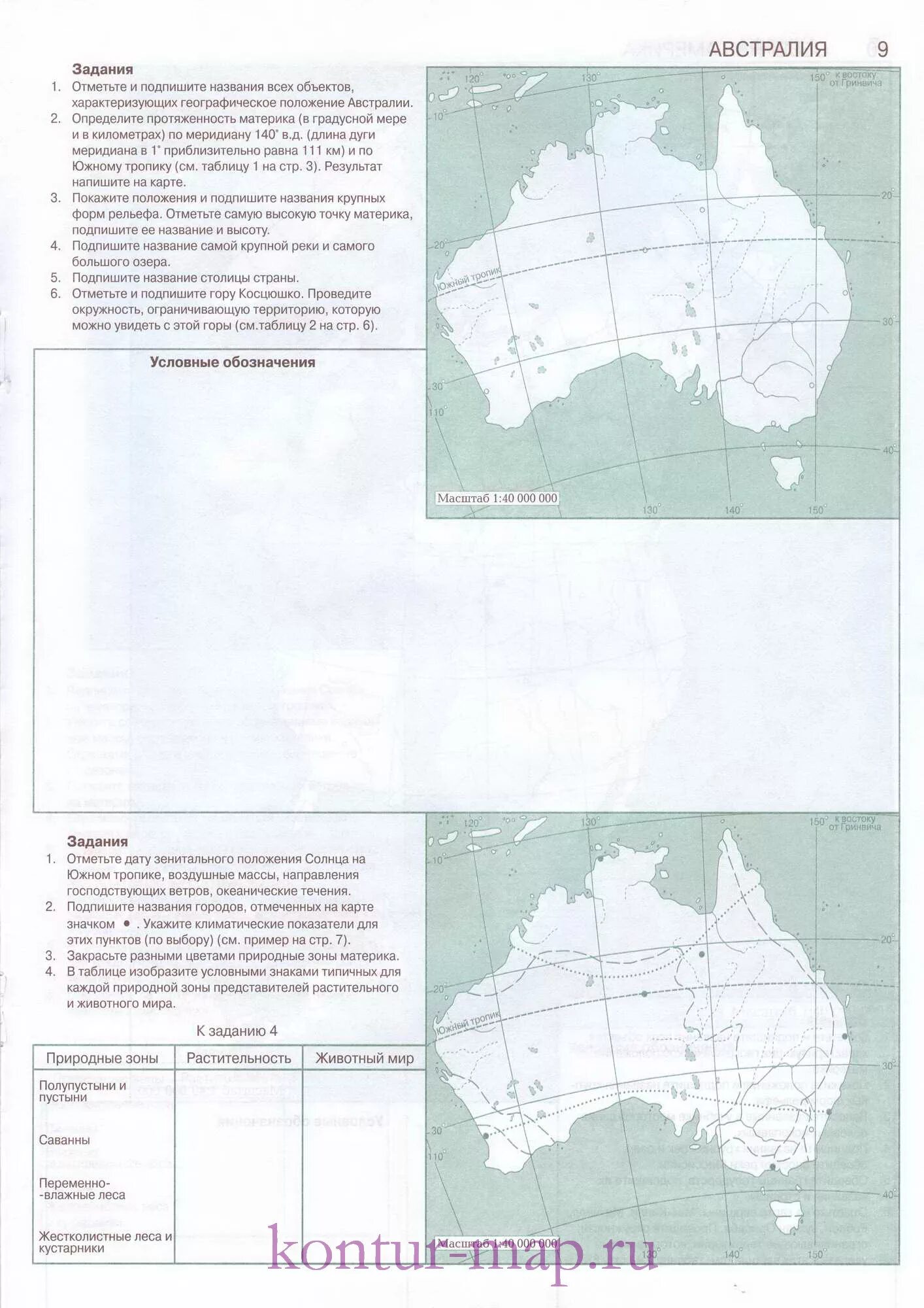 Контурная карта австралии 7 класс ответы