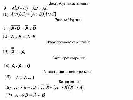 Закон де моргана таблица истинности