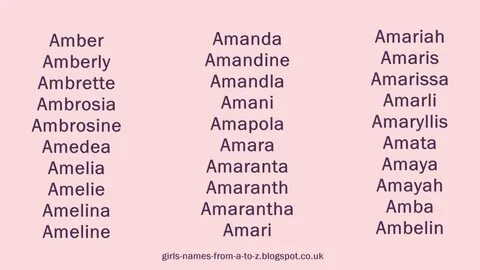 Girls Names Starting With A.