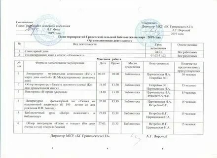 План массовой работы детской библиотеки