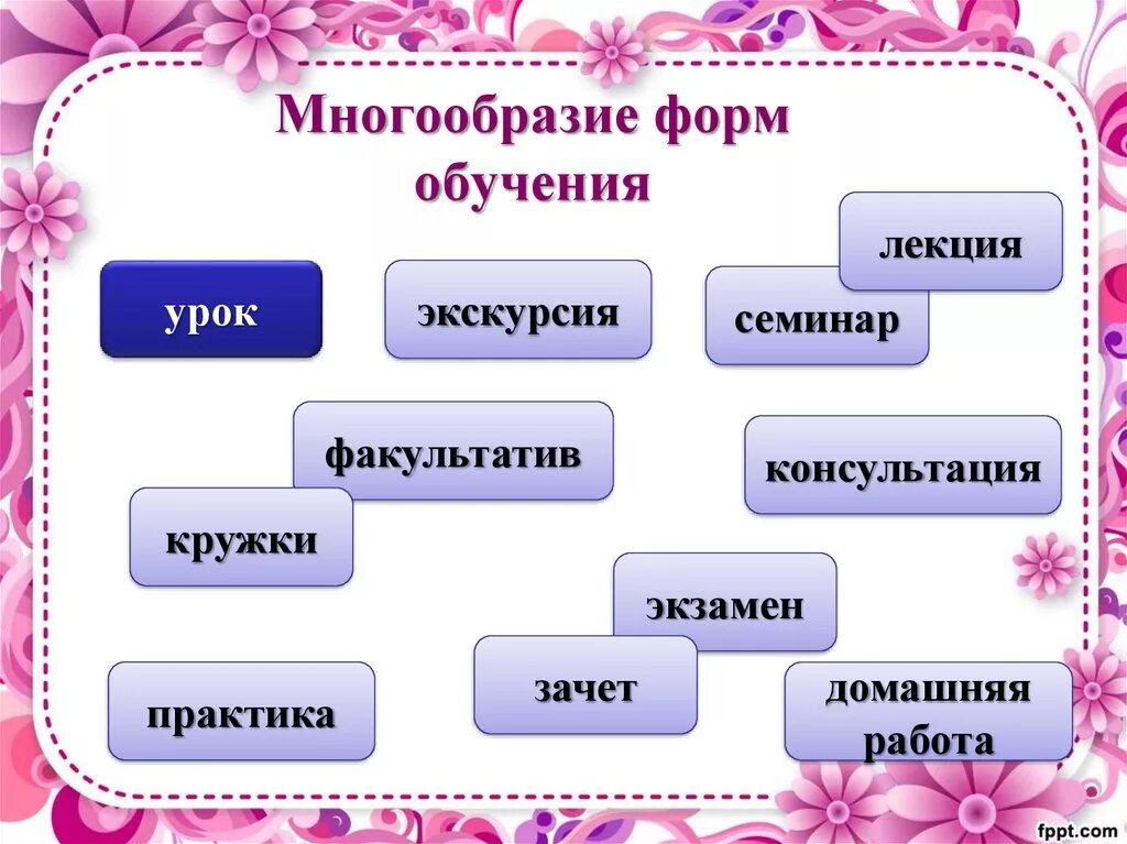 Назови формы обучения