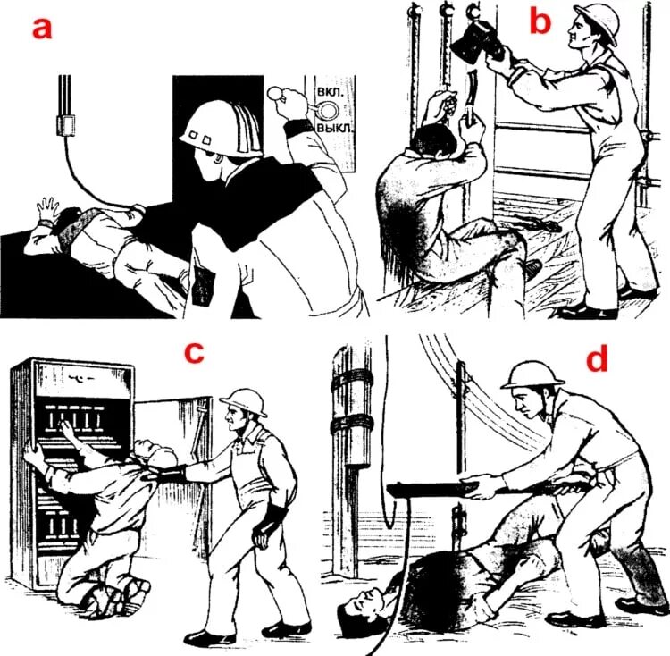 Варианты поражения электрическим током. Оказания первой помощи пострадавшим от удара электрическим током.. Первой помощи пострадавшего от поражения электрического тока. Освобождение пострадавшего при поражении электрическим током. 1.Освобождение пострадавшего от действия электрического тока..