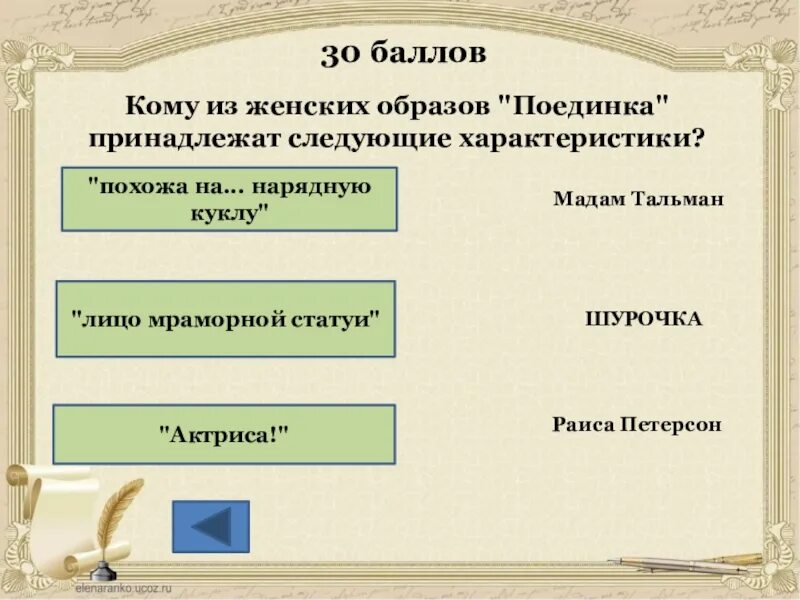 Фамилия шурочки из произведения куприна. Характеристика Шурочки. Система образов поединок.