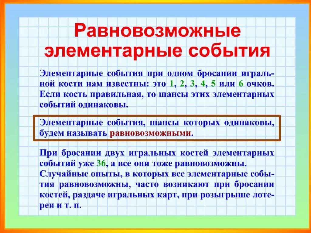 Равновозможные элементарные события это