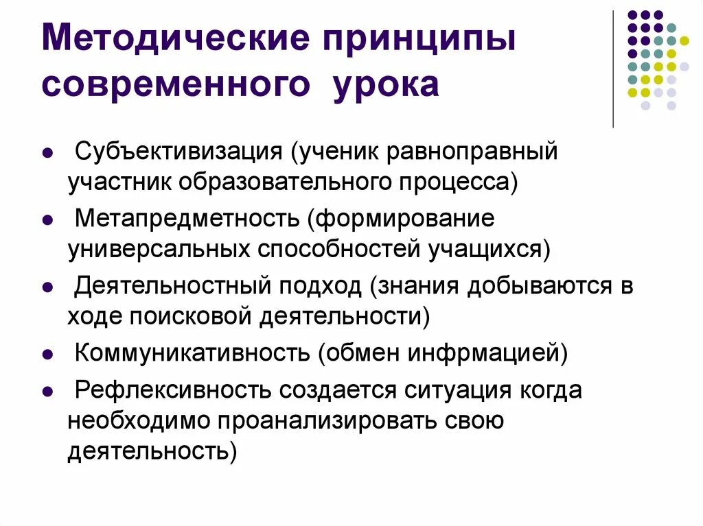 Новые современные принципы. Методические принципы современного урока. Элементы субъективизации современного урока. Субъективизация современного урока. Принципы современного урока.