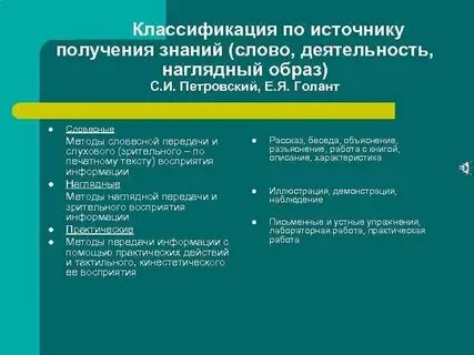 Методы обучения по источникам знаний