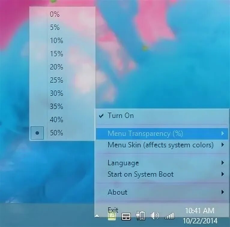 Прозрачность меню. Transparent menu windows 10. moo0 прозрачное меню.
