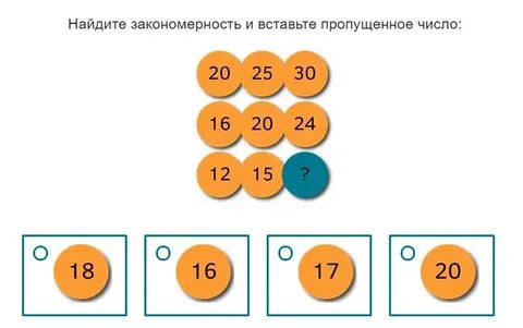 Найдите закономерность и вставьте недостающее число