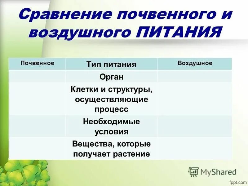 Тест почвенное питание