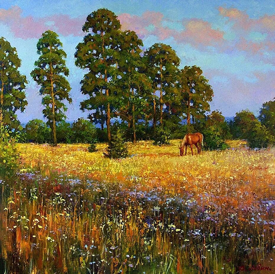 Картины летний пейзаж Дмитрия Левина.