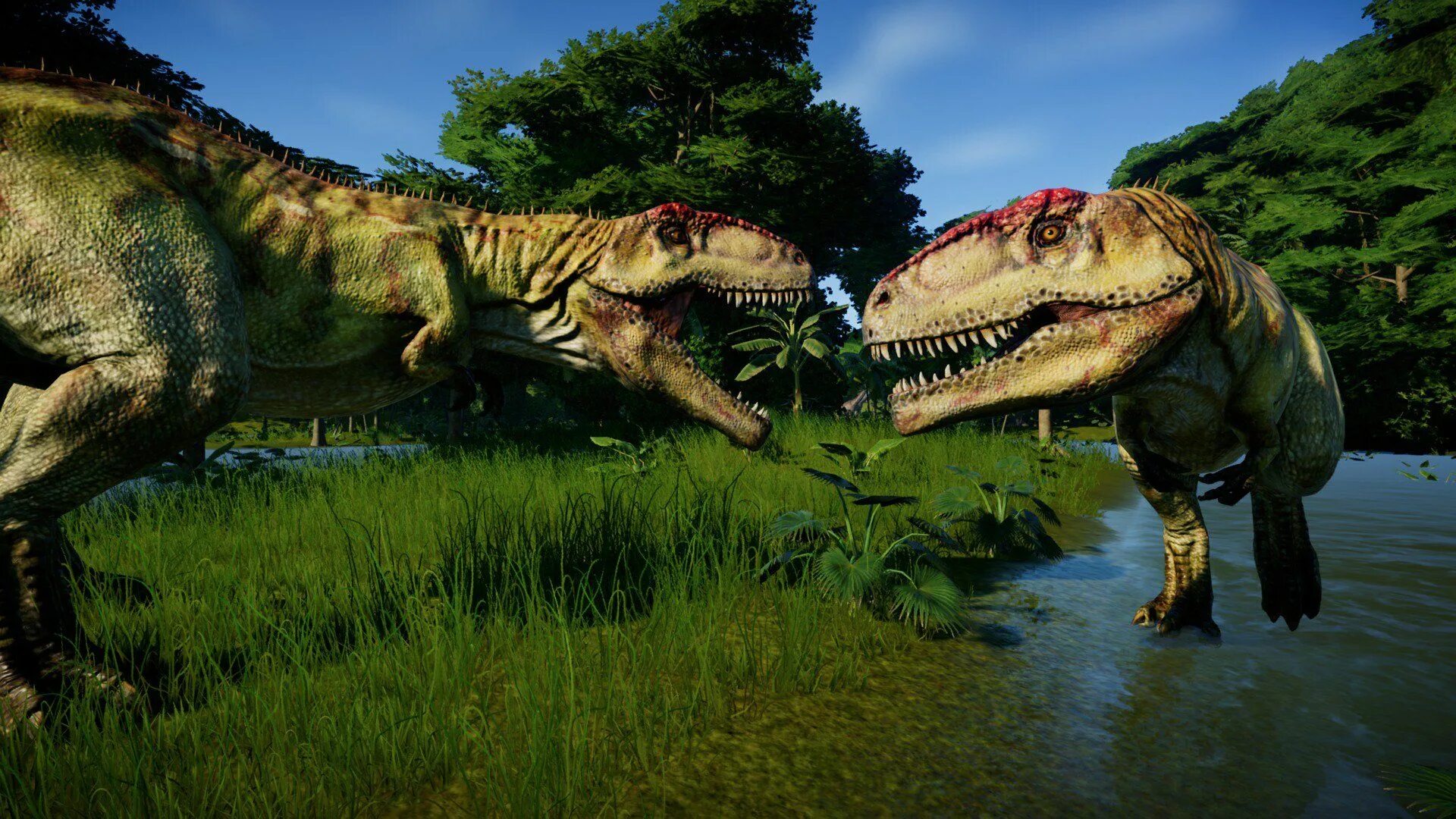 Цяньчжоузавр динозавр Jurassic World Evolution. Гиганотозавр. Парк Юрского периода игра на ps4. 2 Динозавра.