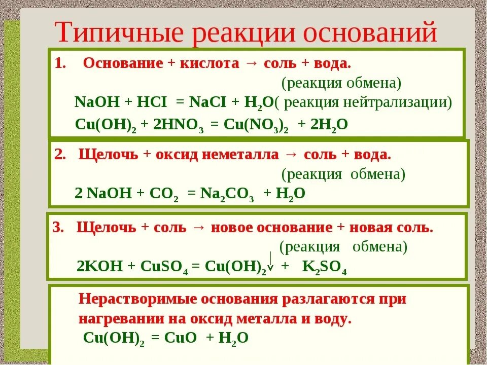 Реакции кислот оснований и солей. Химия 8 класс основания реакция с кислотами. Типичные реакции кислот таблица. Типичные реакции оснований основание кислота. Тест кислоты соли 8 класс