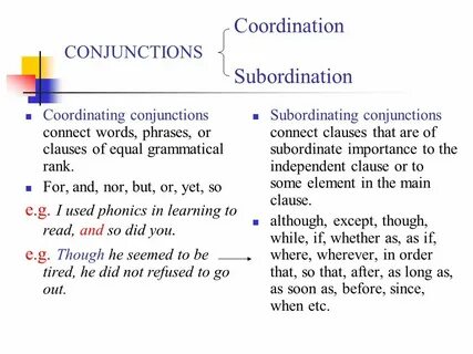 Subordinating conjunctions