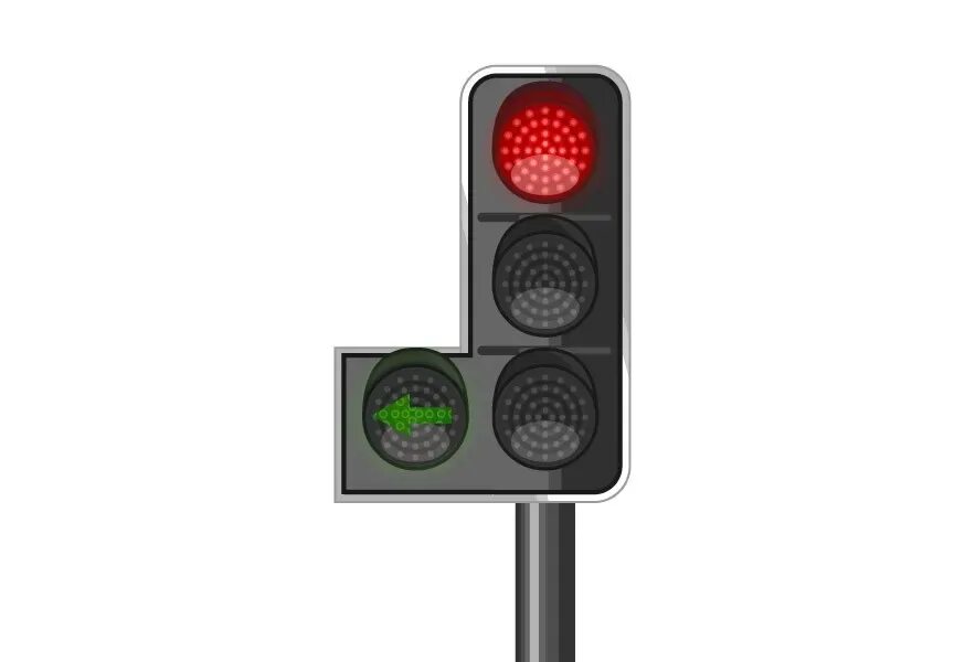 Движение под секцию светофора. Светофор с дополнительной секцией. Светофор с дополнительной секцией направо. Светофор со стрелками. Доп секция светофора с красным контуром.