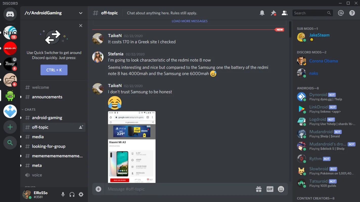 Discord user activity